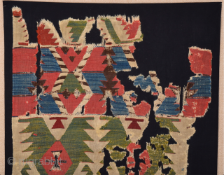 18th Century Central Anatolian Kilim Fragment Size 78 x 105 cm Cleaned and mounted professionaly already.                 