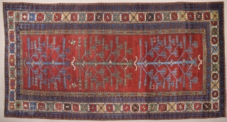 Unusual Tree Of Life Caucasian Type Rug.It Has Date 1320/1858 With Good Condition.Size 120 x 325 Cm                