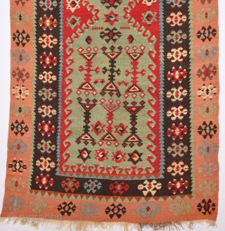 19th Century Anatolian Sivas Area Prayer Kilim.Size 86 x 130 Cm Untouched One.                    