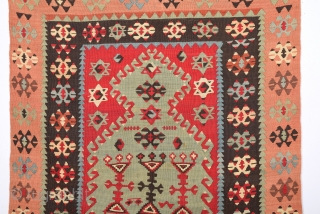 19th Century Anatolian Sivas Area Prayer Kilim.Size 86 x 130 Cm Untouched One.                    