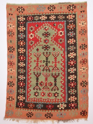 19th Century Anatolian Sivas Area Prayer Kilim.Size 86 x 130 Cm Untouched One.                    