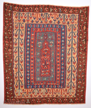 Mid. 19th Century An Unusual Anatolian Erzurum Kilim 160 x 183 Cm                     