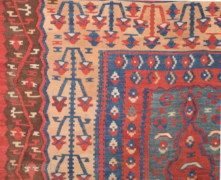 Mid. 19th Century An Unusual Anatolian Erzurum Kilim 160 x 183 Cm                     