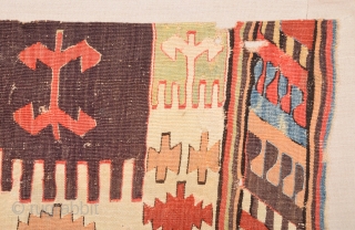 18th Century Central Anatolian Probably Konya Area Colorful Kilim Fragment Size 65 x 120 cm                  