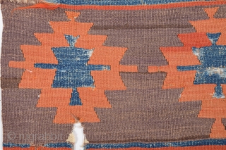 18th Century Central Anatolian Probably Konya Area Colorful Kilim Fragment Size 65 x 120 cm                  