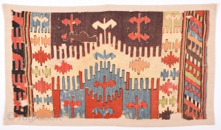 18th Century Central Anatolian Probably Konya Area Colorful Kilim Fragment Size 65 x 120 cm                  