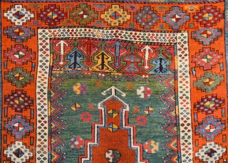 Early 19th Century Central Anatolian Konya Prayer Rug It rare design and has great colors on it.Little missing borders but Rest of them perfect condition high pile on it.Size 113 x 183  ...