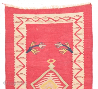 19th Century Unusual Small Size Sharköy Kilim Size 50 x 85 Cm                     