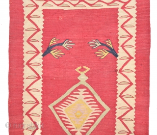 19th Century Unusual Small Size Sharköy Kilim Size 50 x 85 Cm                     