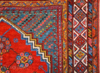 Circa 1800s Early example of Central anatolian Konya Prayer Rug.It's in perfect condition all sides, ends and all knots are original untouched.It has great colors.Size 113 x 153 cm    