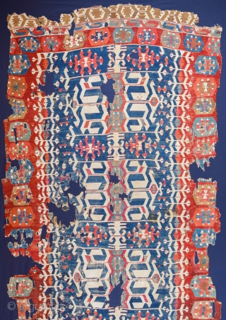 18th Century Early example of Anatolian Manisa Kilim ıt's already mounted on linen.Size 160 x 360 cm                