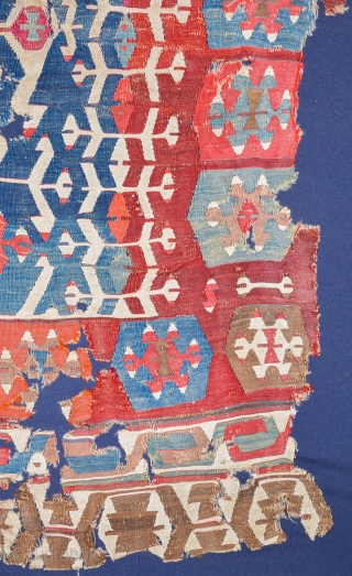 18th Century Early example of Anatolian Manisa Kilim ıt's already mounted on linen.Size 160 x 360 cm                