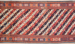 Mid 19th Century Colorful Caucasian Akstafa Rug Size 115 x 280 cm                     