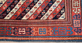 Mid 19th Century Colorful Caucasian Akstafa Rug Size 115 x 280 cm                     