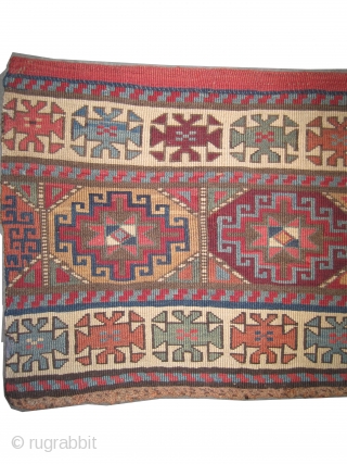  Moghan Caucasian circa 1900 antique. Collector's item, Size: 110 x 40 (cm) 3' 7" x 1' 4"  carpet ID: A-300
Woven with reverse technique of Soumak, 100% hand spun lamb wool.  ...