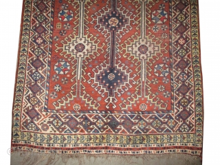 
Shiraz Persian knotted circa in 1920 antique, 320 x 140 (cm) 10' 6" x 4' 7"  carpet ID: K-3385
The black knots are oxidized. The knots, the warp and the weft threads  ...