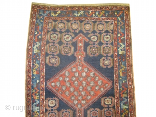 

Meshgin Persian, knotted circa in 1925 antique, 327 x 123 (cm) 10' 9" x 4'  carpet ID: K-4790
The black knots are oxidized, the knots are hand spun wool, the warp and  ...