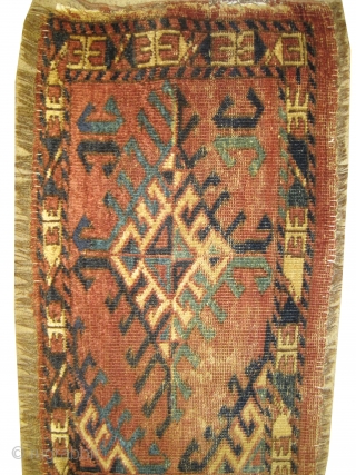 	

 Ersari Turkmen circa 1870 antique. Collector's item. Size: 121 x 37 (cm) 4'  x 1' 3" 
 carpet ID: K-5798
The knots are hand spun wool, the brown color is oxidized.  ...