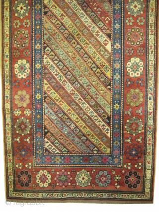 Talish Caucasian circa 1870 antique. Collector's item. Size: 249 x 106 (cm) 8' 2" x 3' 6"  carpet ID: RS-451
Minor places are already repaired, high pile, vegetable dyes, the black color  ...