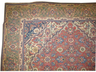 Mahal Persian knotted circa in 1900 antique, 400 x 284 (cm) 13' 1" x 9' 4"  carpet ID: P-4281
In good condition, high pile, the knots are hand spun wool, the surrounding  ...