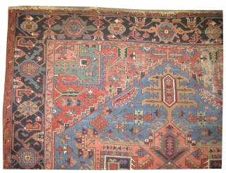 Serapi Heriz Persian knotted circa in 1905 antique, collector's item. 315 x 244 (cm) 10' 4" x 8'  carpet ID: P-447
The black knots are oxidized, the knots are hand spun wool,  ...