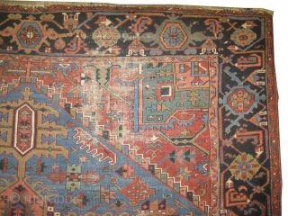 Serapi Heriz Persian knotted circa in 1905 antique, collector's item. 315 x 244 (cm) 10' 4" x 8'  carpet ID: P-447
The black knots are oxidized, the knots are hand spun wool,  ...