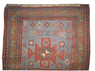 

Karatchoph Caucasian, knotted circa in 1890 antique. 166 x 106 (cm) 5' 5" x 3' 6"  carpet ID: K-3675
Sky blue background, the warp and the weft threads are wool, the knots  ...