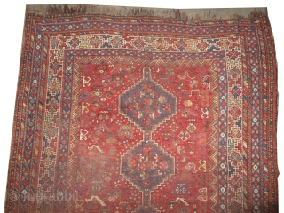 
Shiraz Persian knotted circa 1918 antique, collectors item, 200 x 170 cm  carpet ID: K-2695
The black knots are oxidized. The knots, the warp, and the weft threads are hand pun wool.  ...