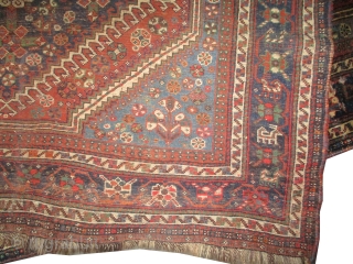 Qashqai Persian knotted circa 1905 antique, collectors item, 251 x 170 cm  carpet ID: K-3445
The black knots are oxidized. The knots, the warp and the weft threads are hand spun lamb  ...