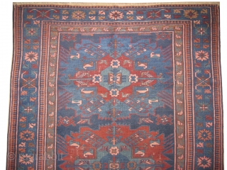 Zejwa Kouba Caucasian, knotted circa 1880 antique, collectors item, 157 x 307 cm, ID: K-4709
The knots, the warp and the weft threads are hand spun lamb wool. The black knots are oxidized,  ...