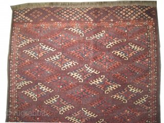 
 Yemouth Dyrnak Turkmen circa 1890 antique. Collector's item. Size: 228 x 140 (cm) 7' 6" x 4' 7"  carpet ID: K-1210
All over Turkmen Dyrnak design. Vegetable dyes, the knots are  ...