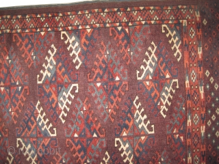 
 Yemouth Dyrnak Turkmen circa 1890 antique. Collector's item. Size: 228 x 140 (cm) 7' 6" x 4' 7"  carpet ID: K-1210
All over Turkmen Dyrnak design. Vegetable dyes, the knots are  ...