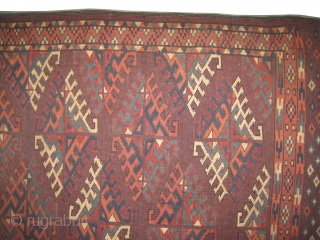 
 Yemouth Dyrnak Turkmen circa 1890 antique. Collector's item. Size: 228 x 140 (cm) 7' 6" x 4' 7"  carpet ID: K-1210
All over Turkmen Dyrnak design. Vegetable dyes, the knots are  ...