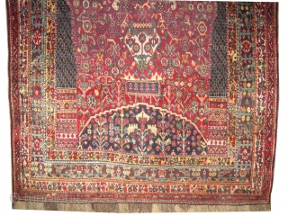 	

Qashqai Mille Fleurs Persian, old,  260 x 160 (cm) 8' 6" x 5' 3"  carpet ID: T-528
The background color is soft red, very fine knotted, thick pile in perfect condition,  ...