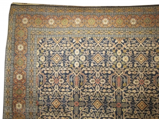 

Tabriz Persian, knotted circa in 1935 Semi-antique,  387 x 290 (cm) 12' 8" x 9' 6" 
 carpet ID: P-15
Allover geometric and rare design, the black knots are oxidized, the background  ...