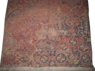 

Fragment Ushak Turkish, knotted circa in 1760 antique, collector's item. 250 x 219 (cm) 8' 2" x 7' 2"  carpet ID: P-5027
The black knots are oxidized. The knots, the warp and  ...