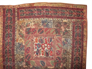 
Greek Iland patchwork woven circa 1860 antique, collectors item, museum standard, 67 x 67 cm  carpet ID: PT-1
Embroidered with silk and cotton, certain places to be stitched.
     