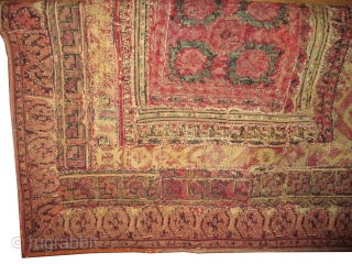 
Greek Iland patchwork, woven circa 1870 antique, collectors item, museum standard, 59 x 61 cm  carpet ID: PT-2
Embroidered with hand spun silk and cotton, in perfect condition.
     