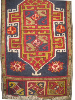 
Bergama Turkish, knotted circa 1915 antique, 48 x 88 cm, ID: K-4744
The black knots are oxidized, the knots are hand spun wool, the warp and the weft threads are 100% wool, the  ...