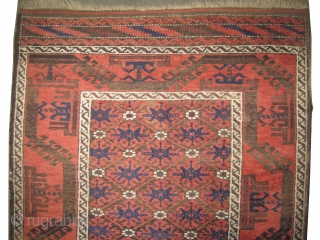 Belutch Persian circa 1910 antique. Collector's item. Size: 142 x 80 (cm) 4' 8" x 2' 7" 
 carpet ID: K-3320
The black color is oxidized, vegetable dyes, the knots are hand spun  ...