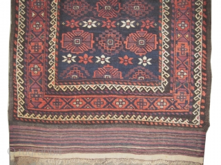 Belutch Persian circa 1915 antique. Collector's item, Size: 170 x 95 (cm) 5' 7" x 3' 1" 
 carpet ID: M-530
the black color is oxidized, vegetable dyes, the warp and the weft  ...