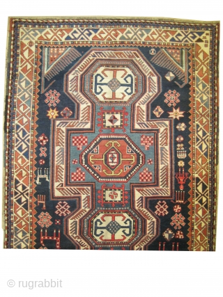 

Kazak Ordutch design, knotted circa in 1900, antique, collectors item, 265 x 150 cm 
 carpet ID: K-3529
In good condition, high pile, the black knots are oxidized, the warp and the weft  ...