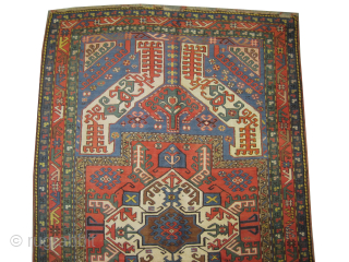 



Kasim-Ushak Caucasian, knotted circa 1890 antique, 144 x 239 cm, ID: RS-363 
Vegetable dyes, the black knots are oxidized, the knots are hand spun wool, the warp and the weft threads are  ...