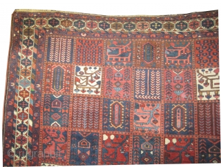 	

Baktiar Persian circa 1915 antique, Size: 305 x 217 (cm) 10'  x 7' 1"  carpet ID: P-4799
The black color is oxidized, the knots are hand spun wool, the shirazi borders  ...