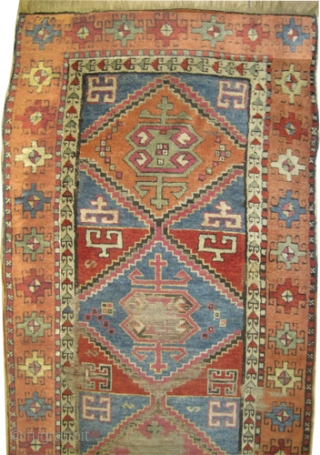 East Anatolian rug, 19th century, antique. Collector's item. Size: 332 x 100 (cm) 10' 11" x 3' 3"  carpet ID: K-3197
The black colour is oxidized, the warp and the weft threads  ...