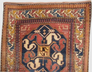 
Chondzoresk Caucasian with Armenian inscriptions, knotted circa in 1895, antique, collector's item.  217 x 136 (cm) 7' 1" x 4' 6"  carpet ID: RS-340
In perfect condition, high pile, the background  ...