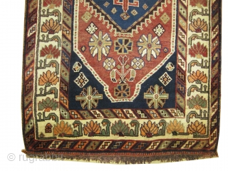 
Gabbeh Nomad Persian, knotted circa in 1917 antique, collector's item. 198 x 121 (cm) 6' 6" x 4'  Carpet ID: M-394
The knots are hand spun lamb wool, the warp and the  ...