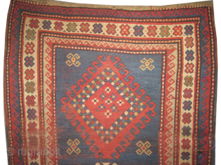 

Fachralo Kazak Caucasian, knotted circa 1890, antique, collectors item, v111 x 223 cm, ID: K-3630
Vegetable dyes, the knots are hand spun wool, the warp and the weft threads are 100% wool, indigo  ...