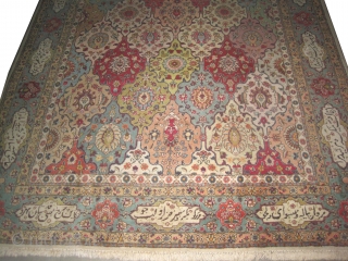 Tabriz-Petak Persian old. Size: 375 x 261 (cm) 12' 4" x 8' 7"  carpet ID: OZ-6
All over design, the surrounded large border has poetic inspiration, fine knotted, high standard quality and  ...