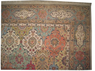 Tabriz-Petak Persian old. Size: 375 x 261 (cm) 12' 4" x 8' 7"  carpet ID: OZ-6
All over design, the surrounded large border has poetic inspiration, fine knotted, high standard quality and  ...